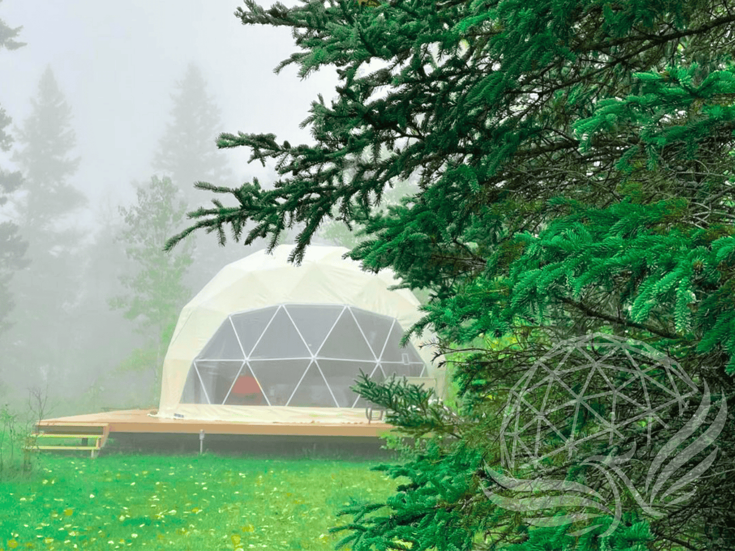 6m glass dome double door